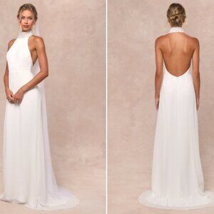 Extraordinary Moment White Pearl Mock Neck Maxi Dress